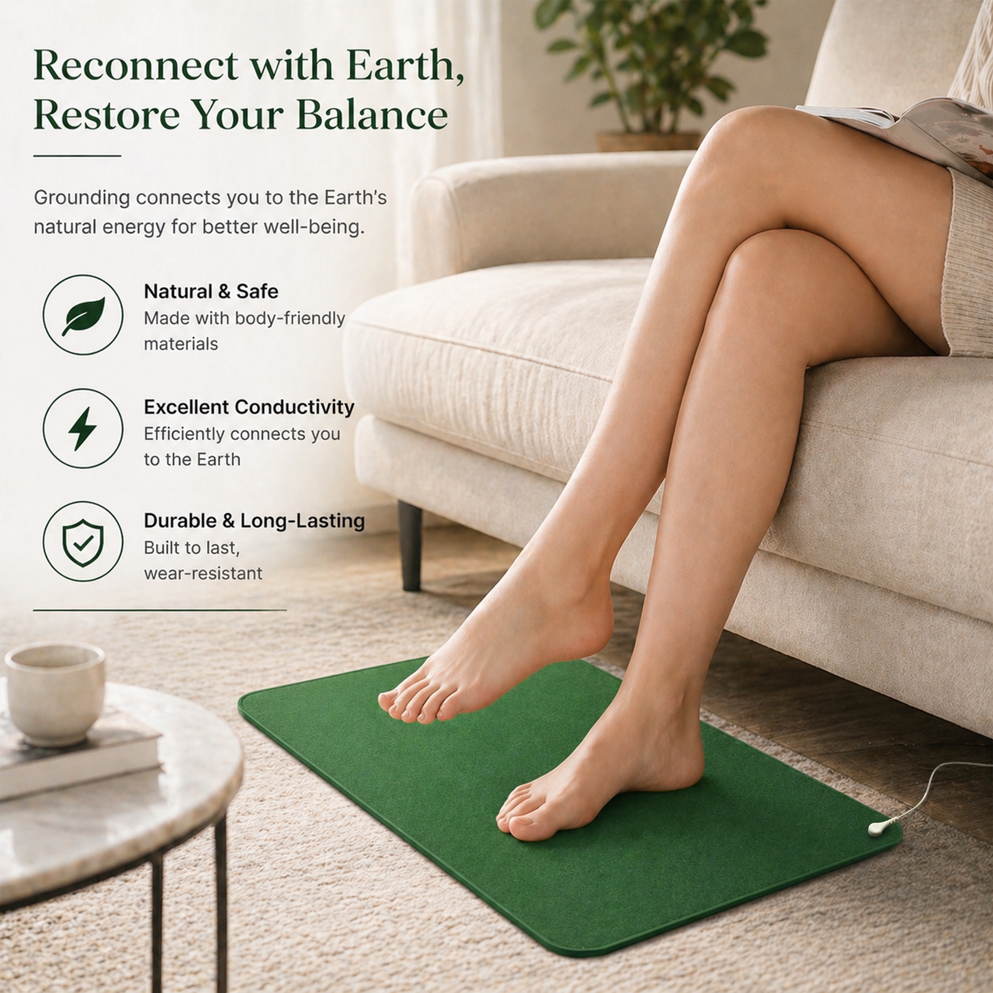Grounding Mat with Green Grass Texture